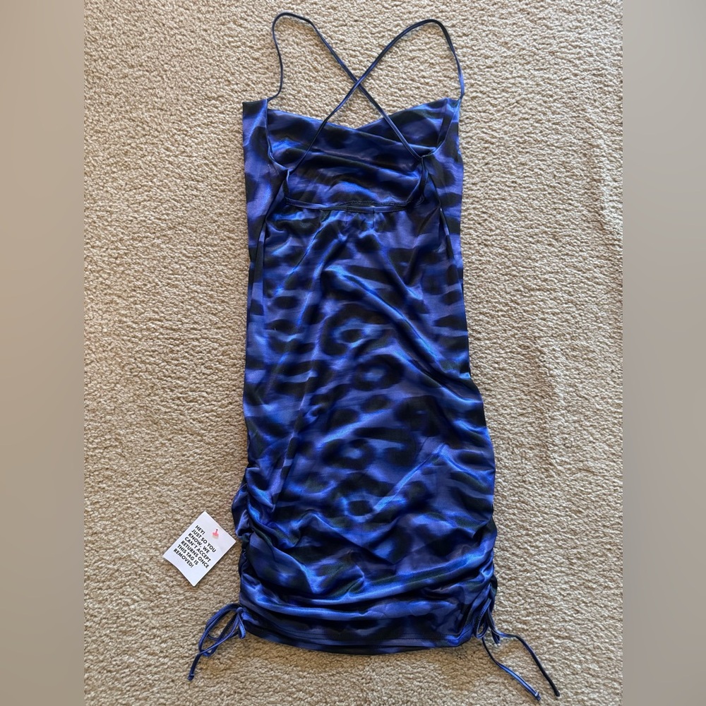NWT ASOS Ruched Leopard Mini Dress - Picture 3 of 7
